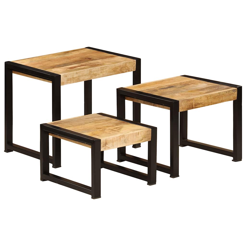vidaXL Satztische 3 Stk. Massivholz Mango