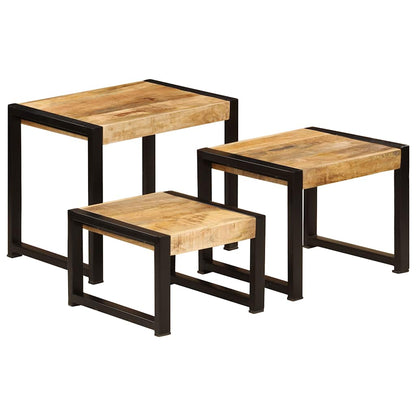 vidaXL Satztische 3 Stk. Massivholz Mango