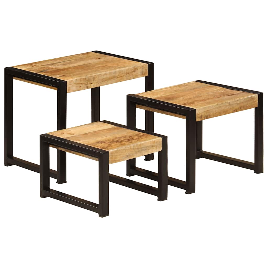 vidaXL Satztische 3 Stk. Massivholz Mango
