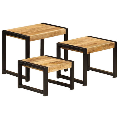 vidaXL Satztische 3 Stk. Massivholz Mango