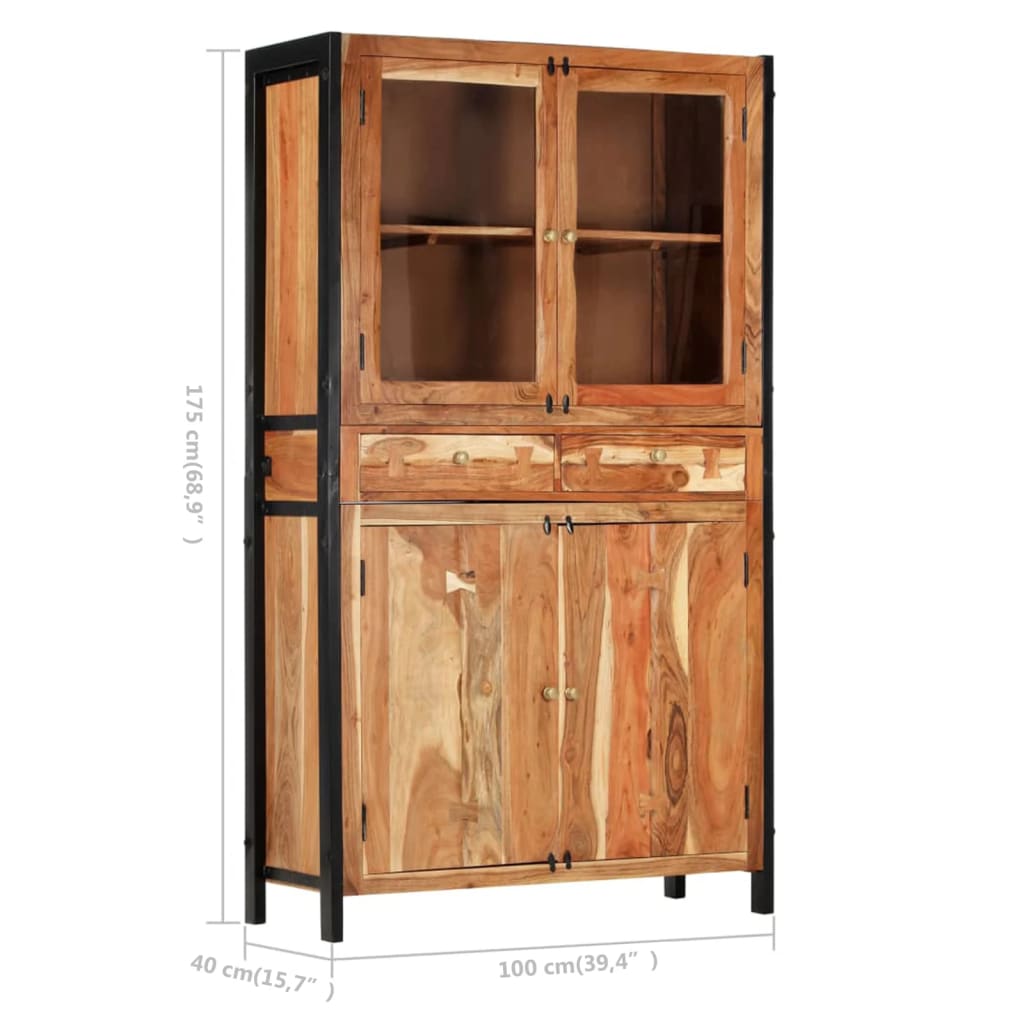 vidaXL Highboard 100 x 40 x 175 cm Massivholz Akazie