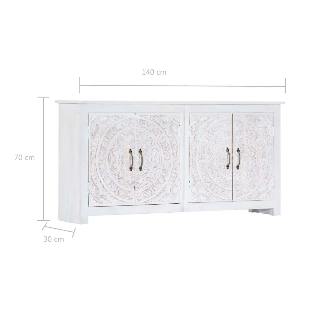 vidaXL Sideboard Handarbeit Weiß 140x30x70 cm Massivholz Akazie