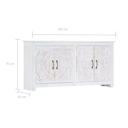 vidaXL Sideboard Handarbeit Weiß 140x30x70 cm Massivholz Akazie