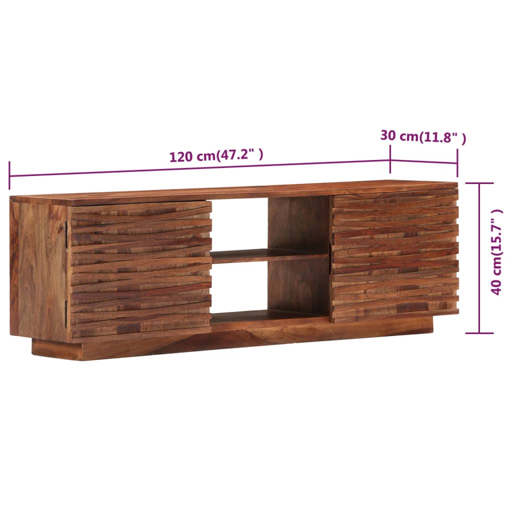 vidaXL Meuble TV 120x30x40 cm Bois d'acacia Massif