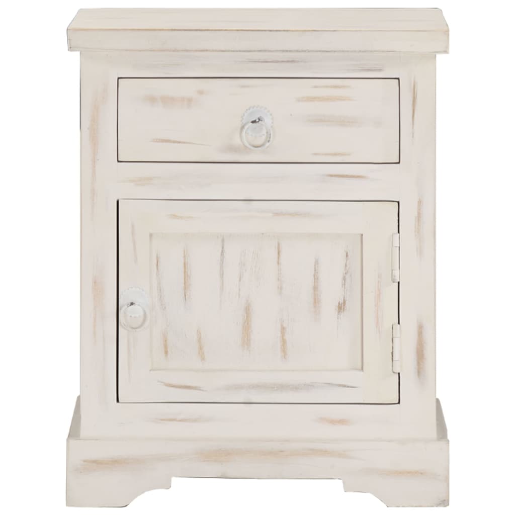 vidaXL Nachttisch Weiß 40×30×50 cm Massivholz Mango