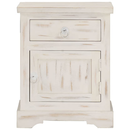 vidaXL Nachttisch Weiß 40×30×50 cm Massivholz Mango