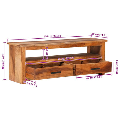vidaXL Meuble TV 118x30x40 cm Bois massif