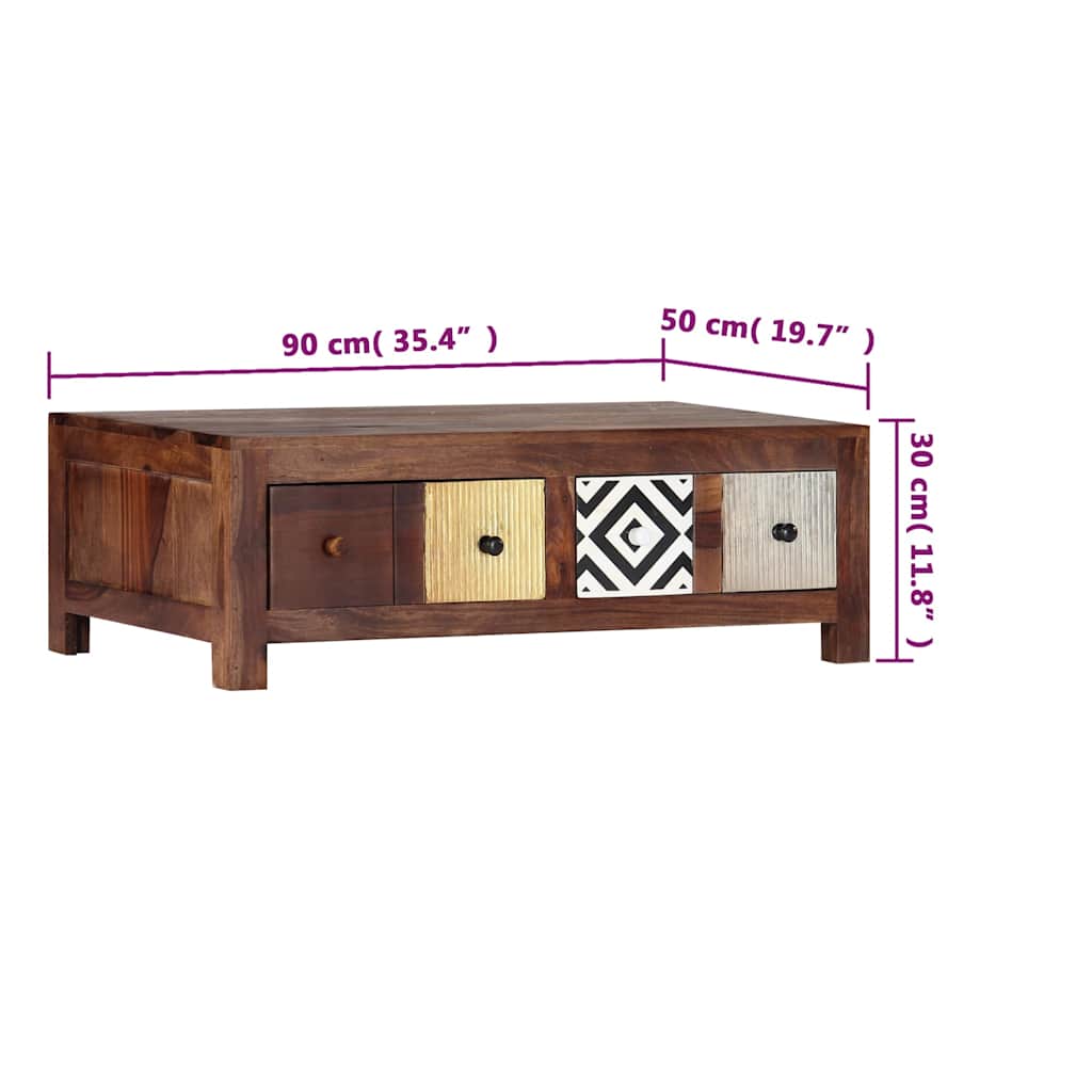 vidaXL Couchtisch 90x50x30 cm Massivholz Akazie