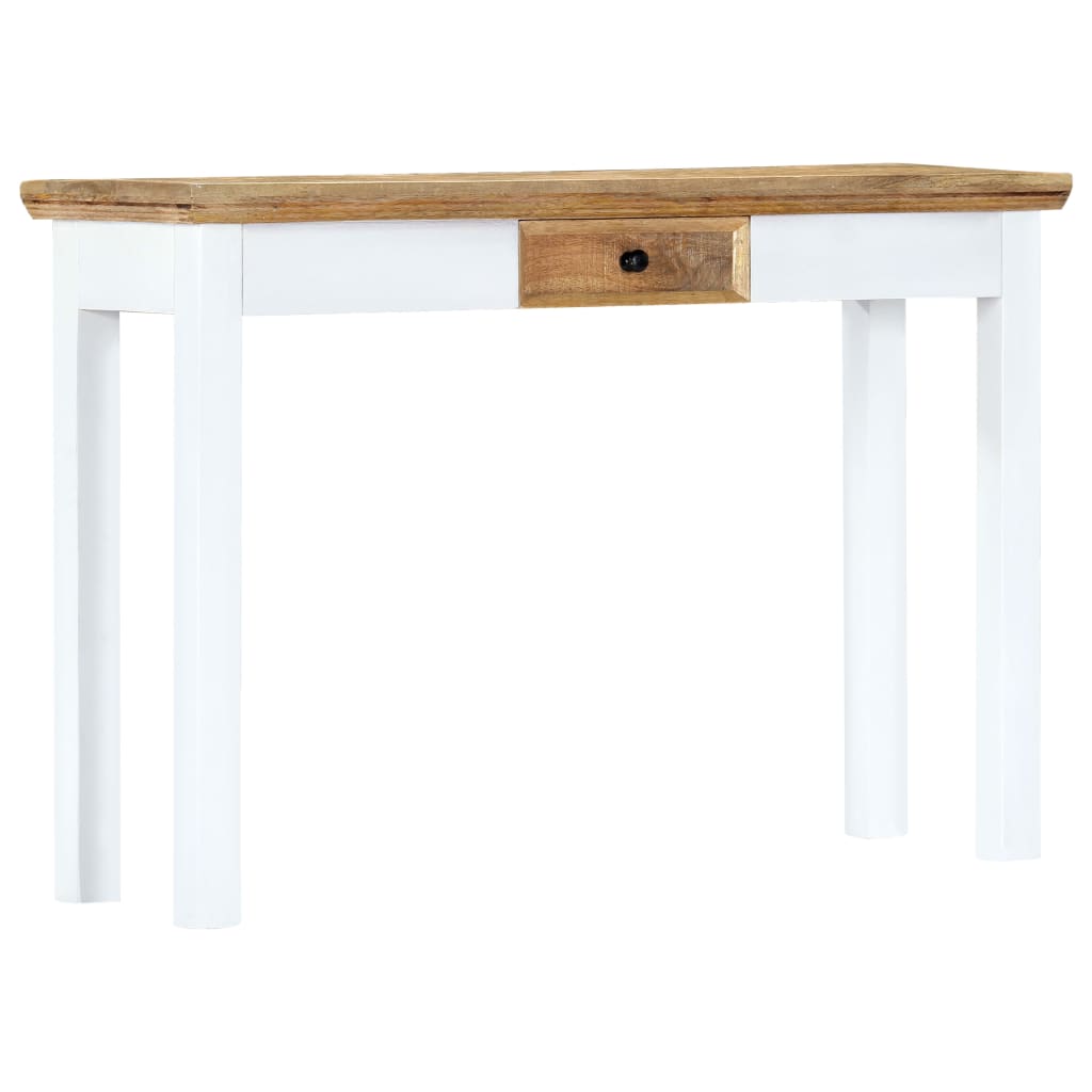 vidaXL Table console blanc et marron 110 x 35 x 75 cm Bois de manguier massif