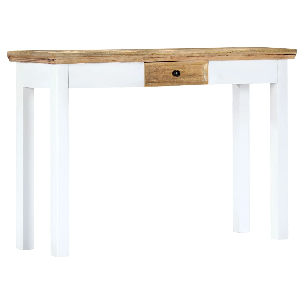 vidaXL Table console blanc et marron 110 x 35 x 75 cm Bois de manguier massif