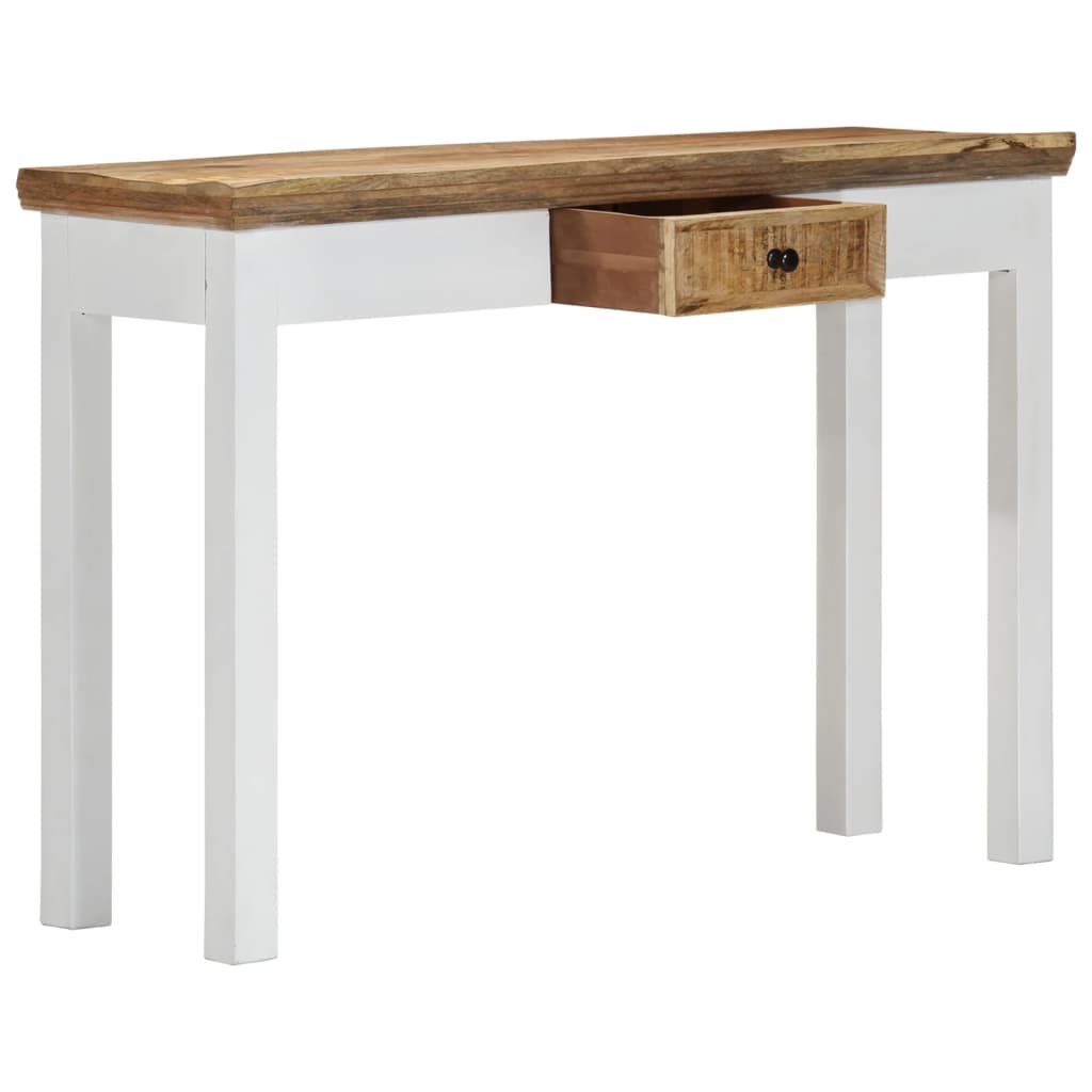 vidaXL Table console blanc et marron 110 x 35 x 75 cm Bois de manguier massif