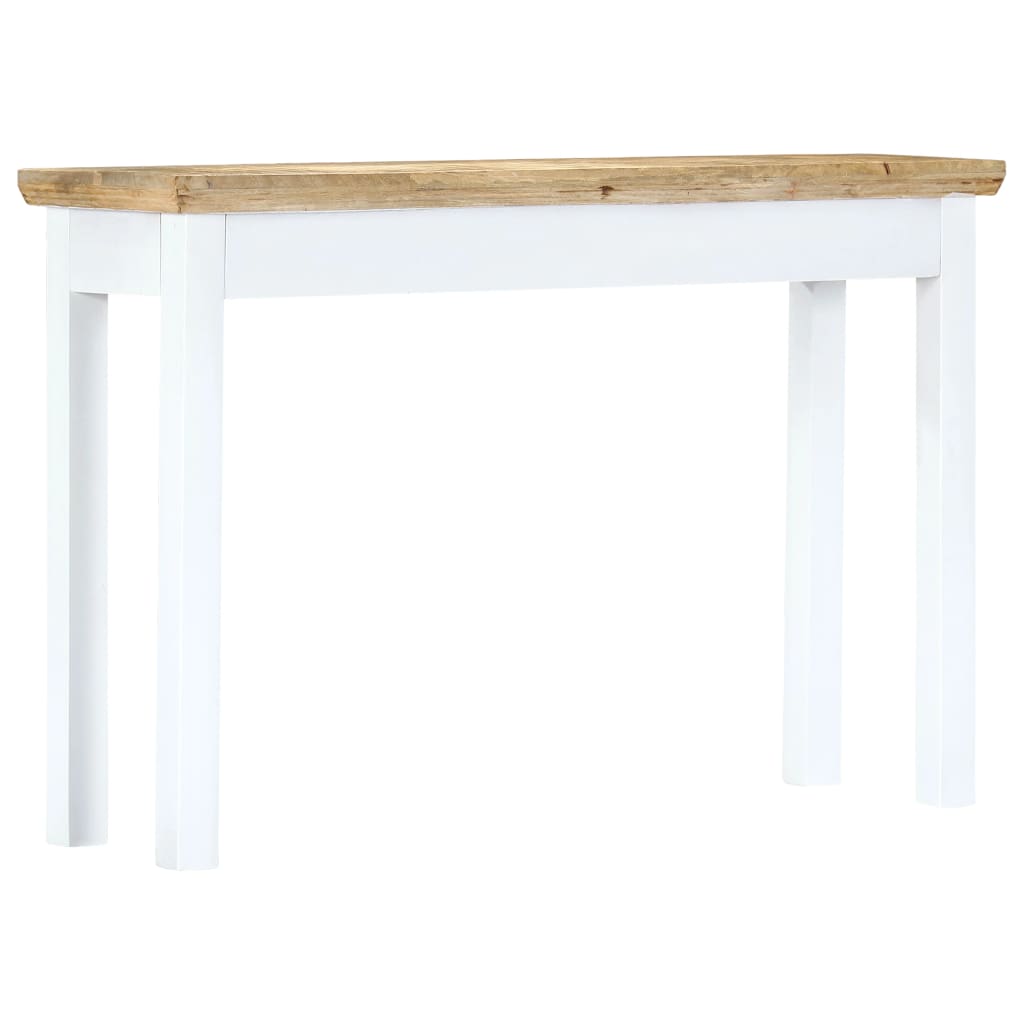 vidaXL Table console blanc et marron 110 x 35 x 75 cm Bois de manguier massif