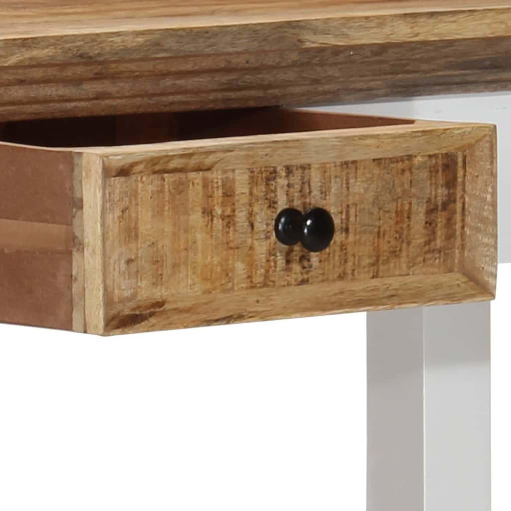 vidaXL Table console blanc et marron 110 x 35 x 75 cm Bois de manguier massif