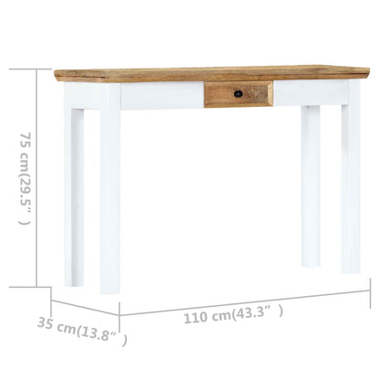 vidaXL Table console blanc et marron 110 x 35 x 75 cm Bois de manguier massif