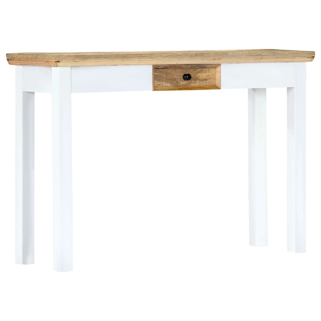vidaXL Table console blanc et marron 110 x 35 x 75 cm Bois de manguier massif