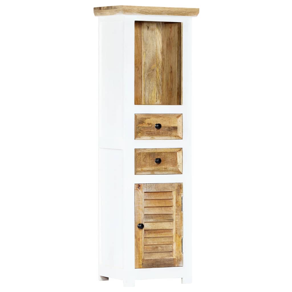 vidaXL Highboard Blanc et Marron 40x30x128 cm Bois de Manguier Massif