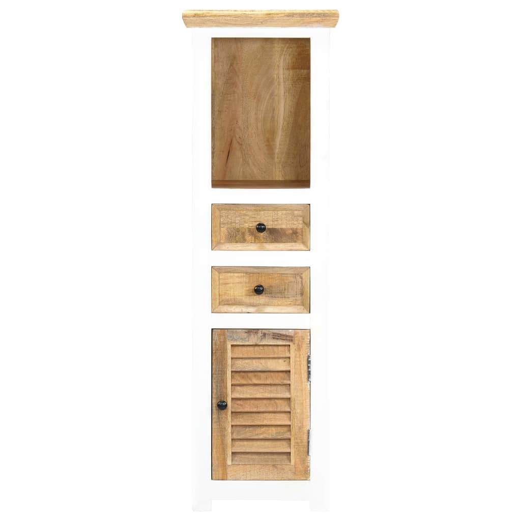 vidaXL Highboard Blanc et Marron 40x30x128 cm Bois de Manguier Massif