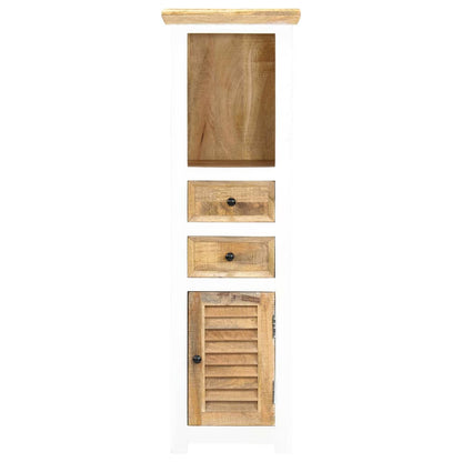 vidaXL Highboard Blanc et Marron 40x30x128 cm Bois de Manguier Massif