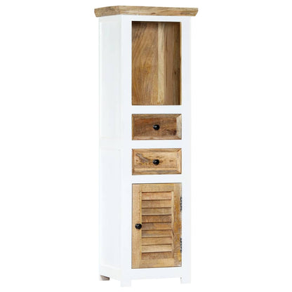 vidaXL Highboard Blanc et Marron 40x30x128 cm Bois de Manguier Massif