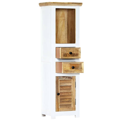 vidaXL Highboard Blanc et Marron 40x30x128 cm Bois de Manguier Massif