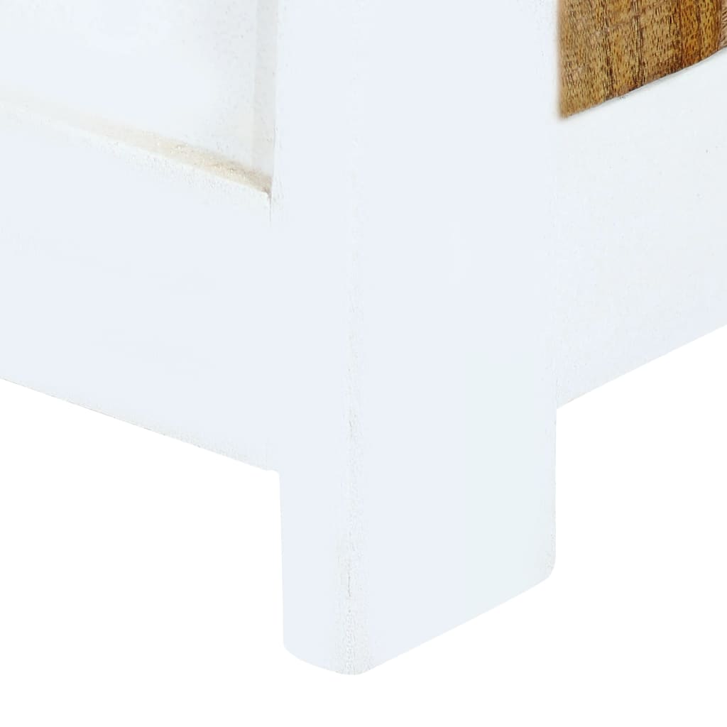 vidaXL Highboard Blanc et Marron 40x30x128 cm Bois de Manguier Massif