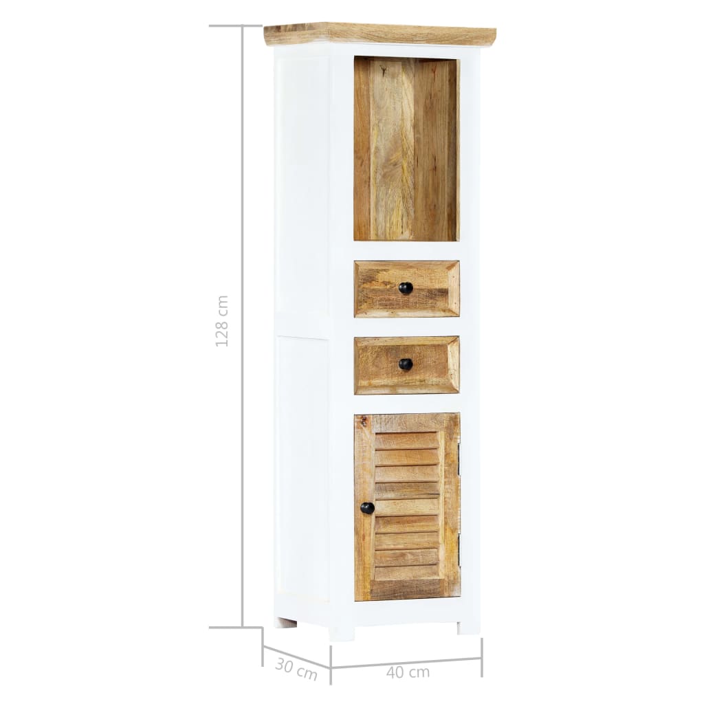 vidaXL Highboard Blanc et Marron 40x30x128 cm Bois de Manguier Massif