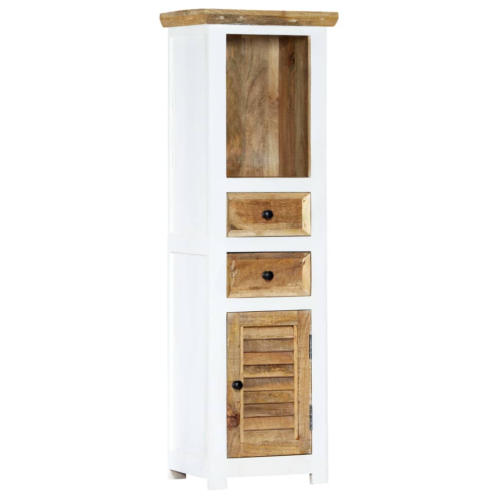 vidaXL Highboard Blanc et Marron 40x30x128 cm Bois de Manguier Massif