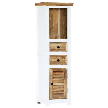 vidaXL Highboard Blanc et Marron 40x30x128 cm Bois de Manguier Massif