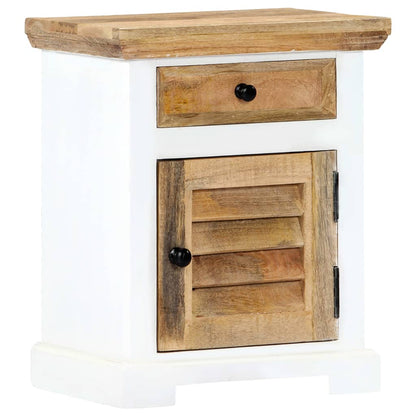 vidaXL Table de chevet blanc et marron 40x30x50 cm en manguier massif