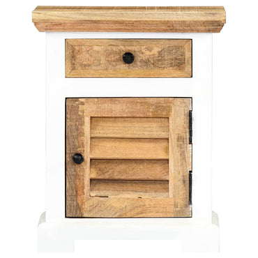 vidaXL Table de chevet blanc et marron 40x30x50 cm en manguier massif
