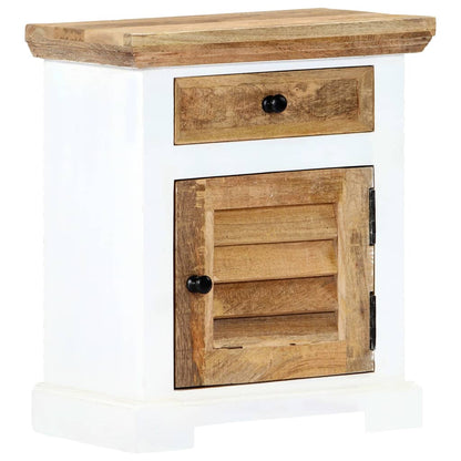 vidaXL Table de chevet blanc et marron 40x30x50 cm en manguier massif