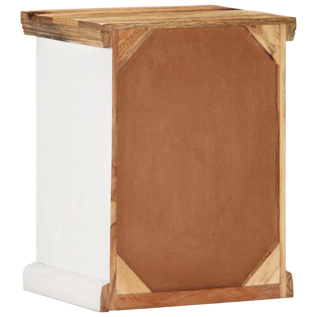 vidaXL Table de chevet blanc et marron 40x30x50 cm en manguier massif