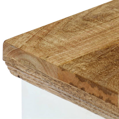 vidaXL Table de chevet blanc et marron 40x30x50 cm en manguier massif