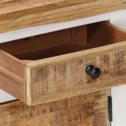 vidaXL Table de chevet blanc et marron 40x30x50 cm en manguier massif