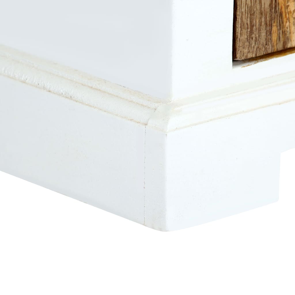 vidaXL Table de chevet blanc et marron 40x30x50 cm en manguier massif