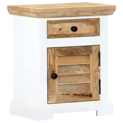 vidaXL Table de chevet blanc et marron 40x30x50 cm en manguier massif