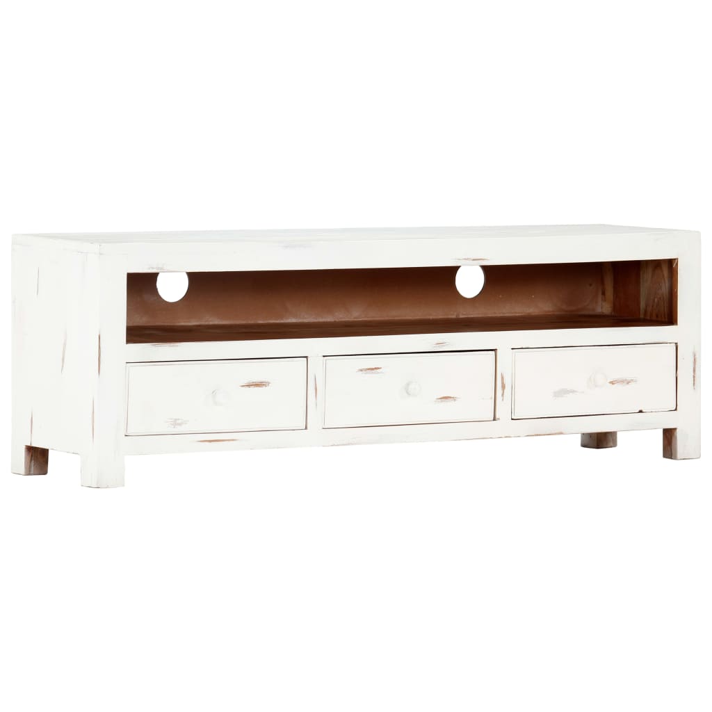 Meuble TV vidaXL blanc 120 x 30 x 40 cm en bois d'acacia massif