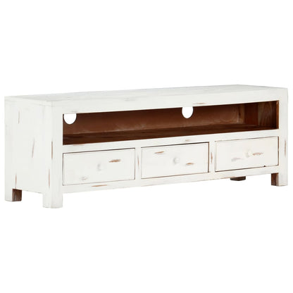Meuble TV vidaXL blanc 120 x 30 x 40 cm en bois d'acacia massif