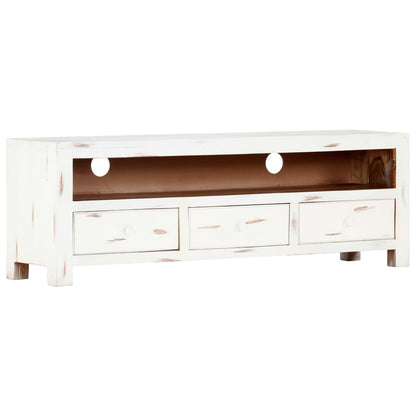Meuble TV vidaXL blanc 120 x 30 x 40 cm en bois d'acacia massif