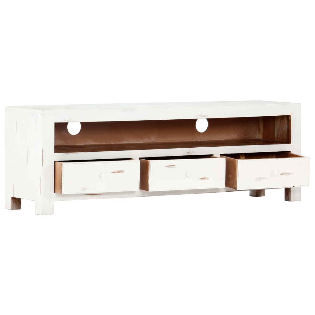 Meuble TV vidaXL blanc 120 x 30 x 40 cm en bois d'acacia massif