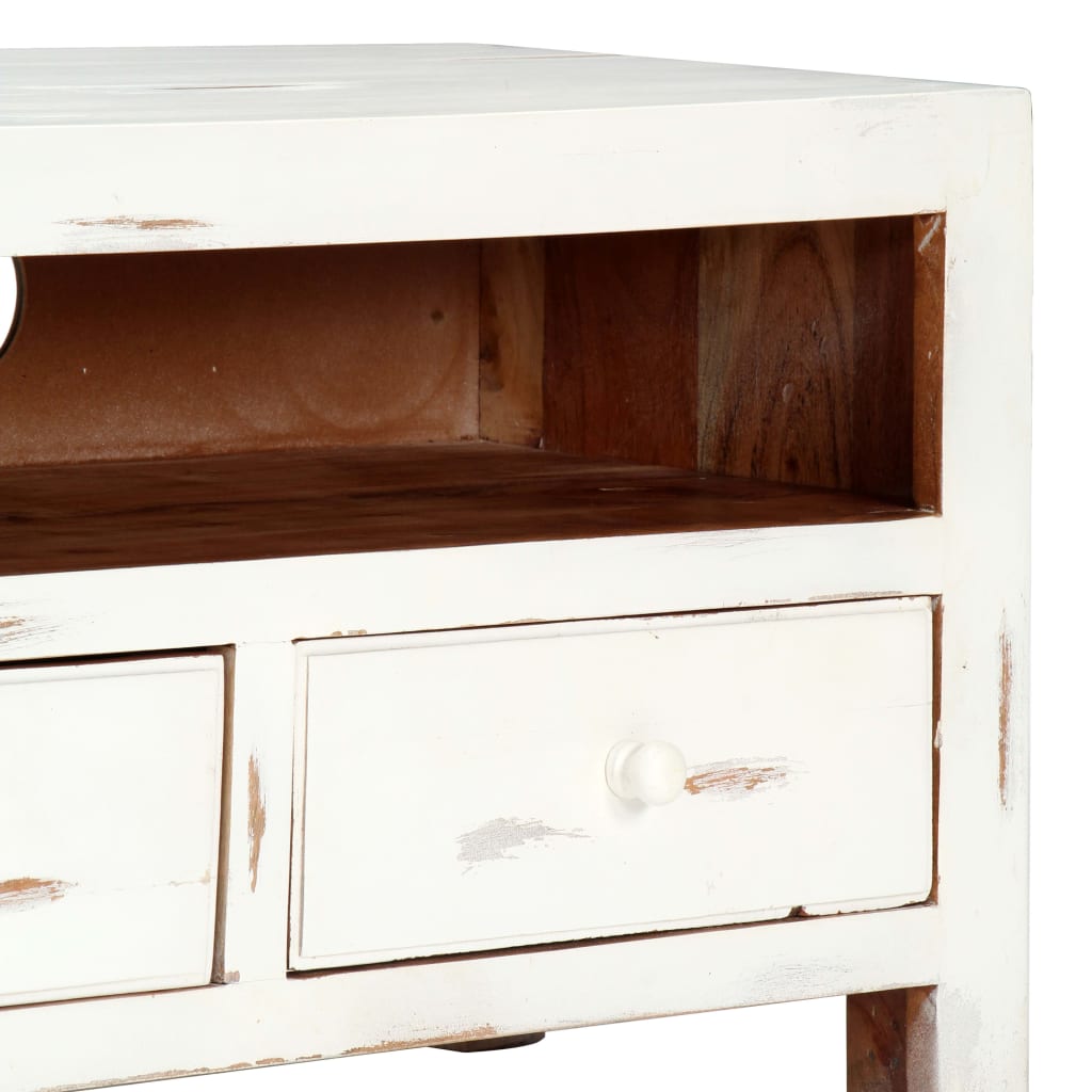 Meuble TV vidaXL blanc 120 x 30 x 40 cm en bois d'acacia massif