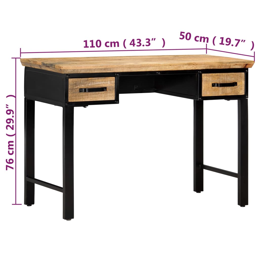 vidaXL Schreibtisch 110 x 50 x 76 cm Mangoholz Massiv