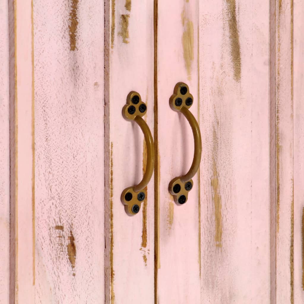 vidaXL Buffet Rose clair 110x35x70 cm Bois de manguier massif