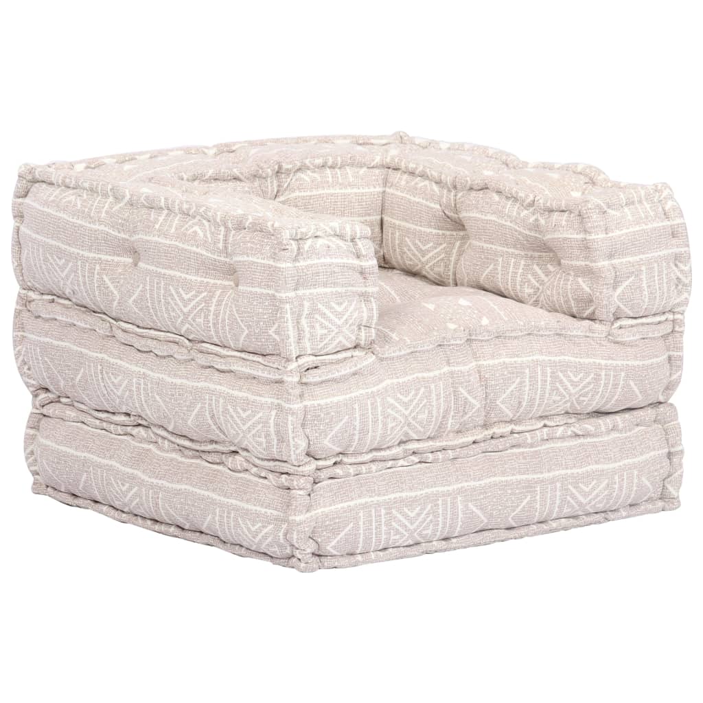 vidaXL Pouf modulaire 1 place en tissu beige