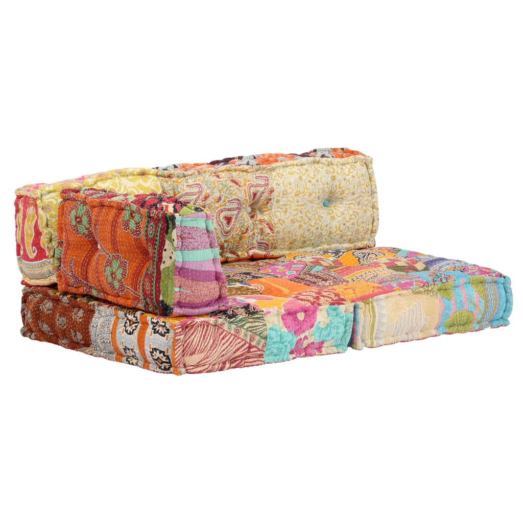 vidaXL Pouf en tissu patchwork