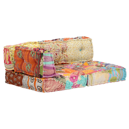 vidaXL Pouf en tissu patchwork