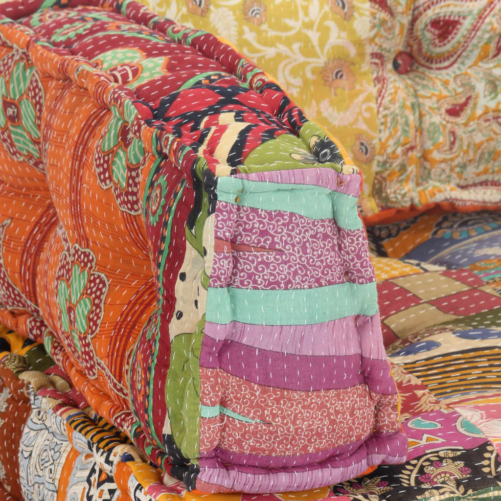 vidaXL Pouf en tissu patchwork