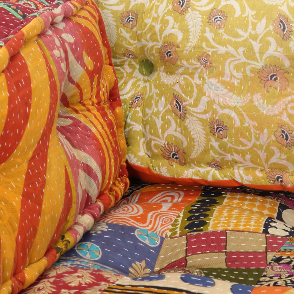 vidaXL Pouf en tissu patchwork