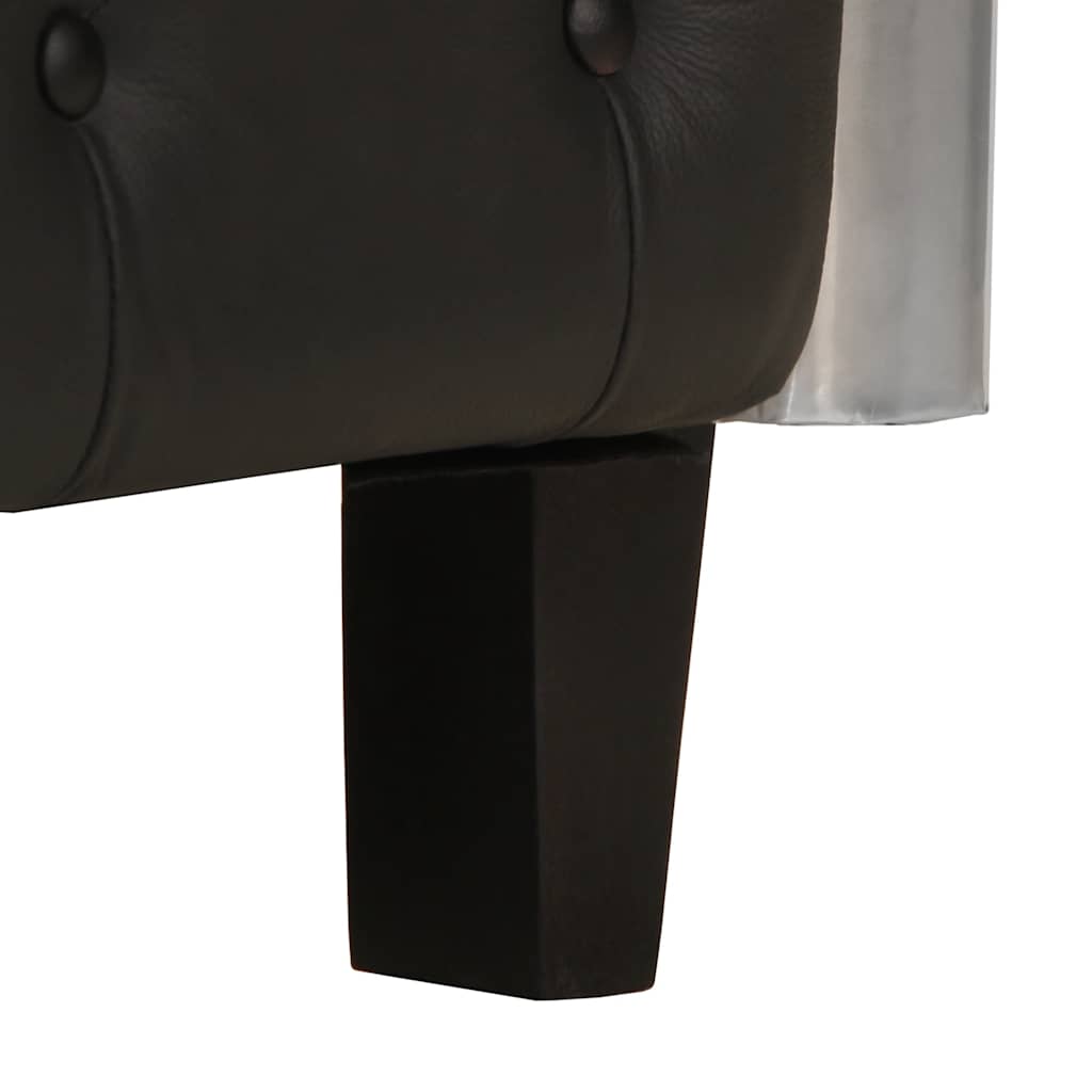 vidaXL Fliegersessel Schwarz Echtleder