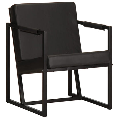 vidaXL Sessel Schwarz Echtleder